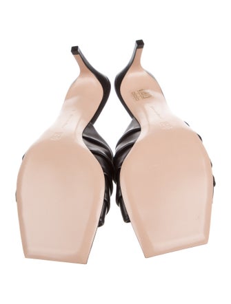 Gianvito Rossi Leather Pleated Accents Slides