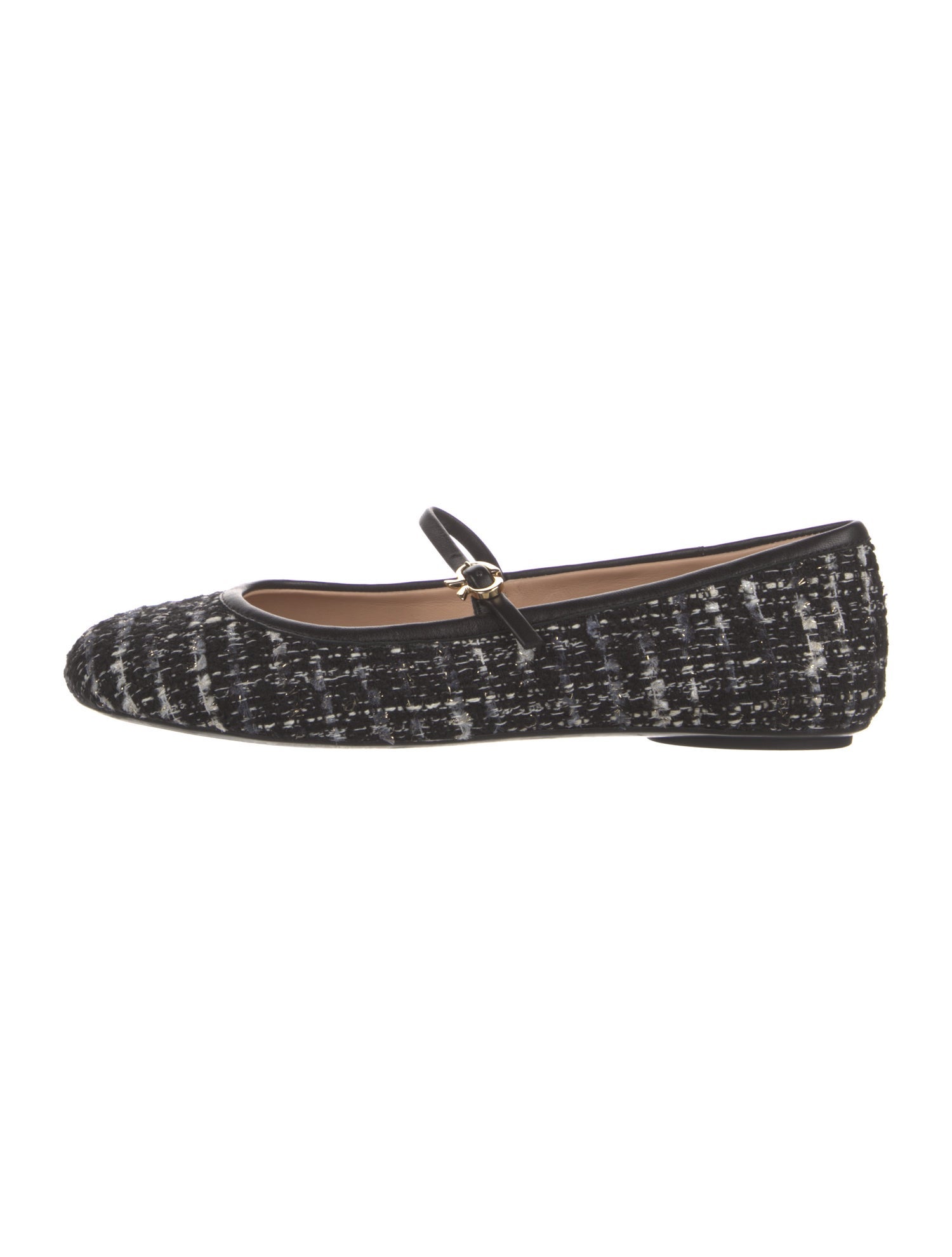 Gianvito Rossi Tweed Tweed Pattern Mary Jane Flats