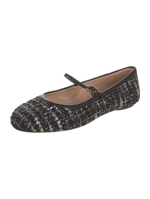 Gianvito Rossi Tweed Tweed Pattern Mary Jane Flats