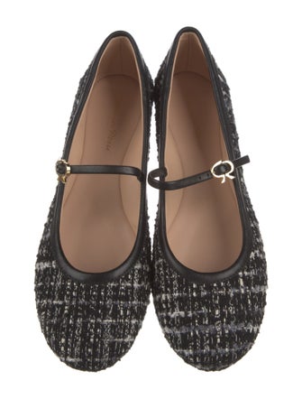 Gianvito Rossi Tweed Tweed Pattern Mary Jane Flats