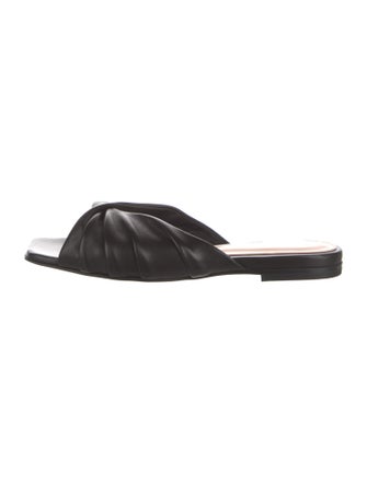 Gianvito Rossi Leather Pleated Accents Slides