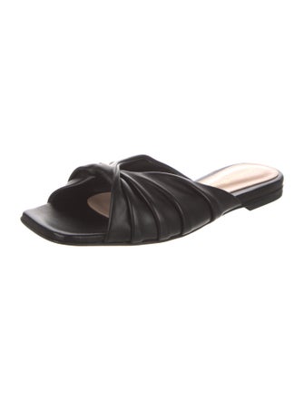 Gianvito Rossi Leather Pleated Accents Slides