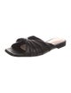 Gianvito Rossi Leather Pleated Accents Slides