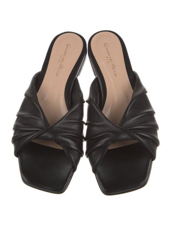 Gianvito Rossi Leather Pleated Accents Slides