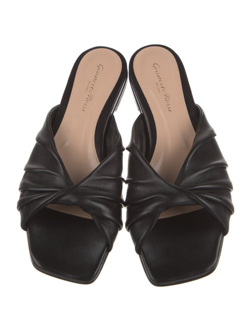 Gianvito Rossi Leather Pleated Accents Slides
