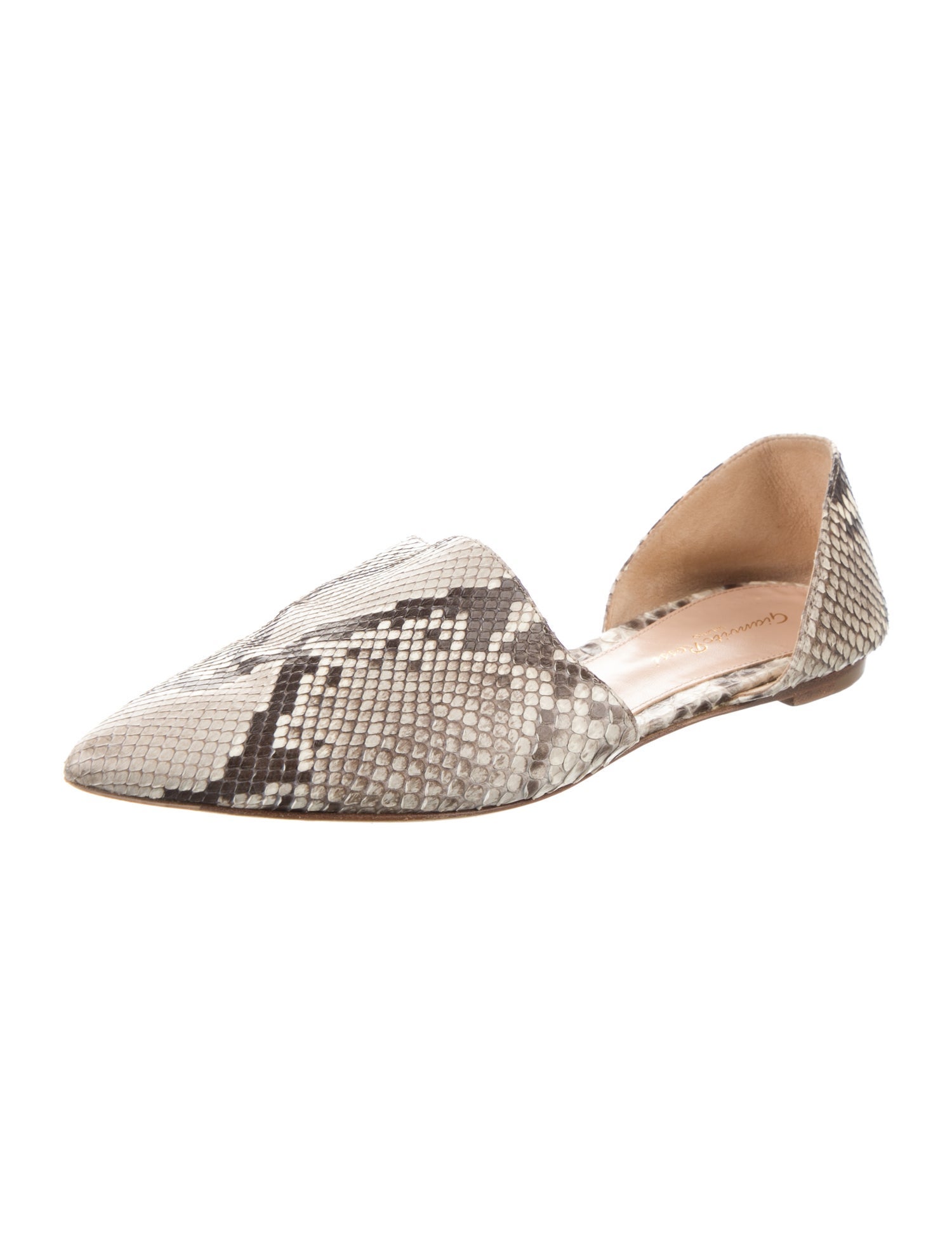 Gianvito Rossi Snakeskin Animal Print D'Orsay Flats