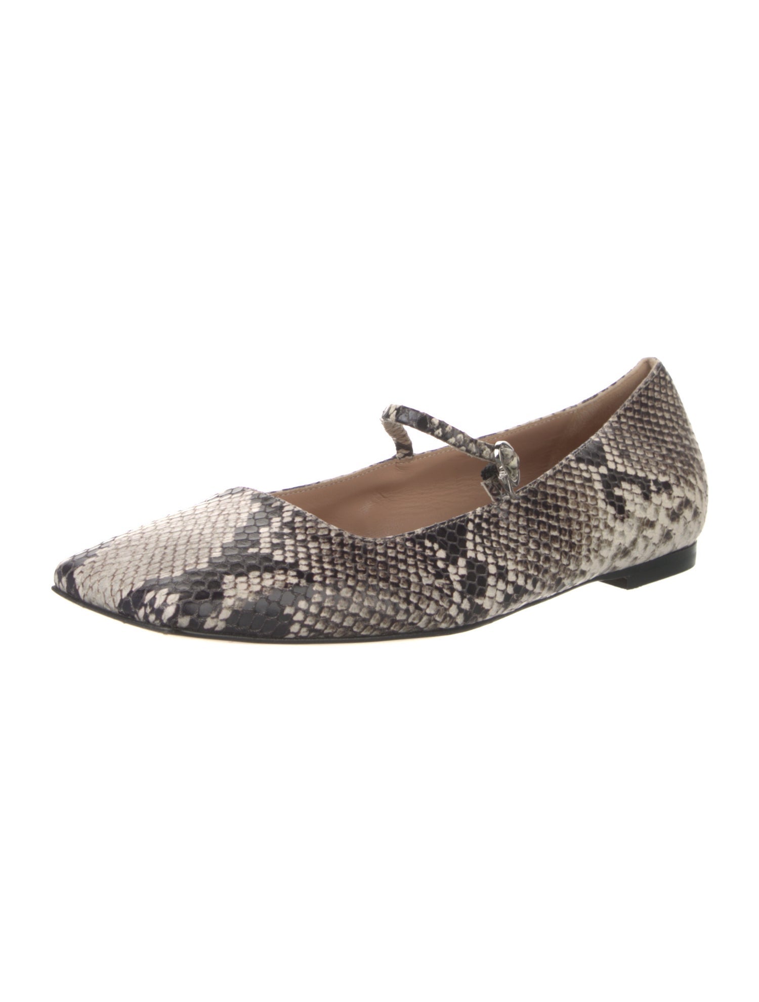 Gianvito Rossi Embossed Leather Animal Print Mary Jane Flats