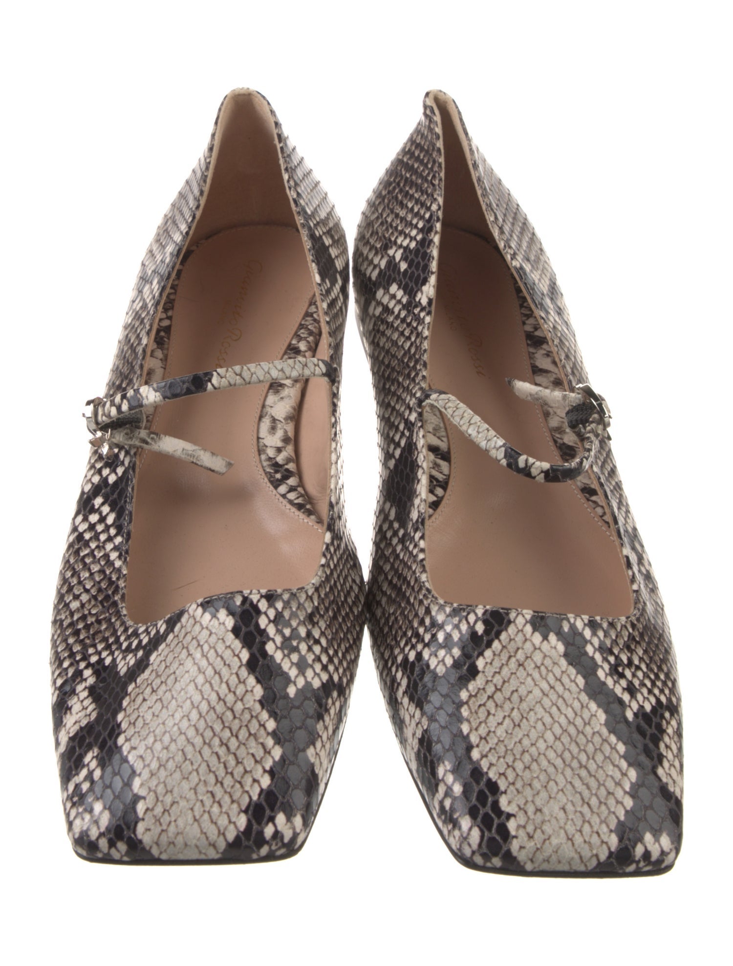 Gianvito Rossi Embossed Leather Animal Print Mary Jane Flats