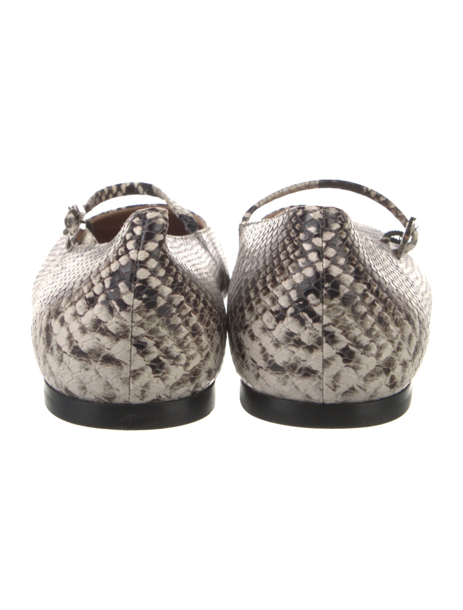 Gianvito Rossi Embossed Leather Animal Print Mary Jane Flats