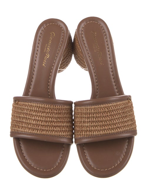 Gianvito Rossi Straw Leather Trim Embellishment Slides