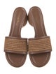 Gianvito Rossi Straw Leather Trim Embellishment Slides