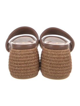 Gianvito Rossi Straw Leather Trim Embellishment Slides