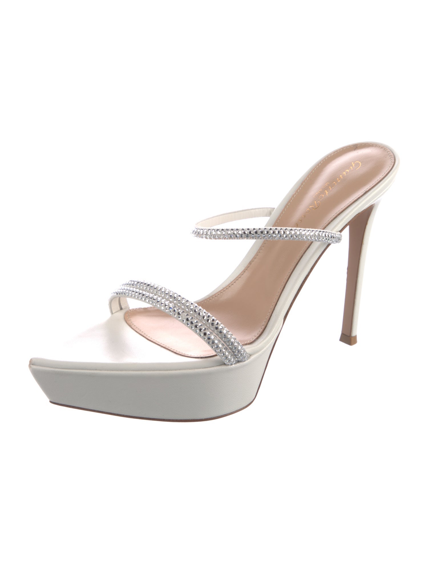 Gianvito Rossi Leather Crystal Embellishments Slides