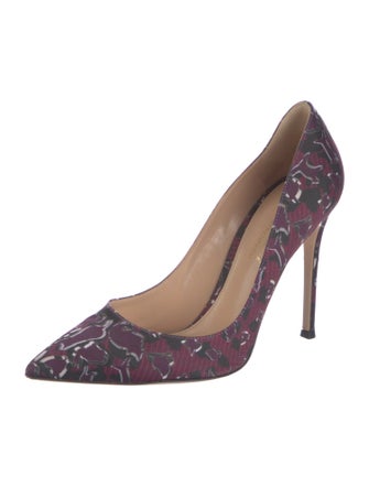 Gianvito Rossi Printed Embroidered Accent Pumps