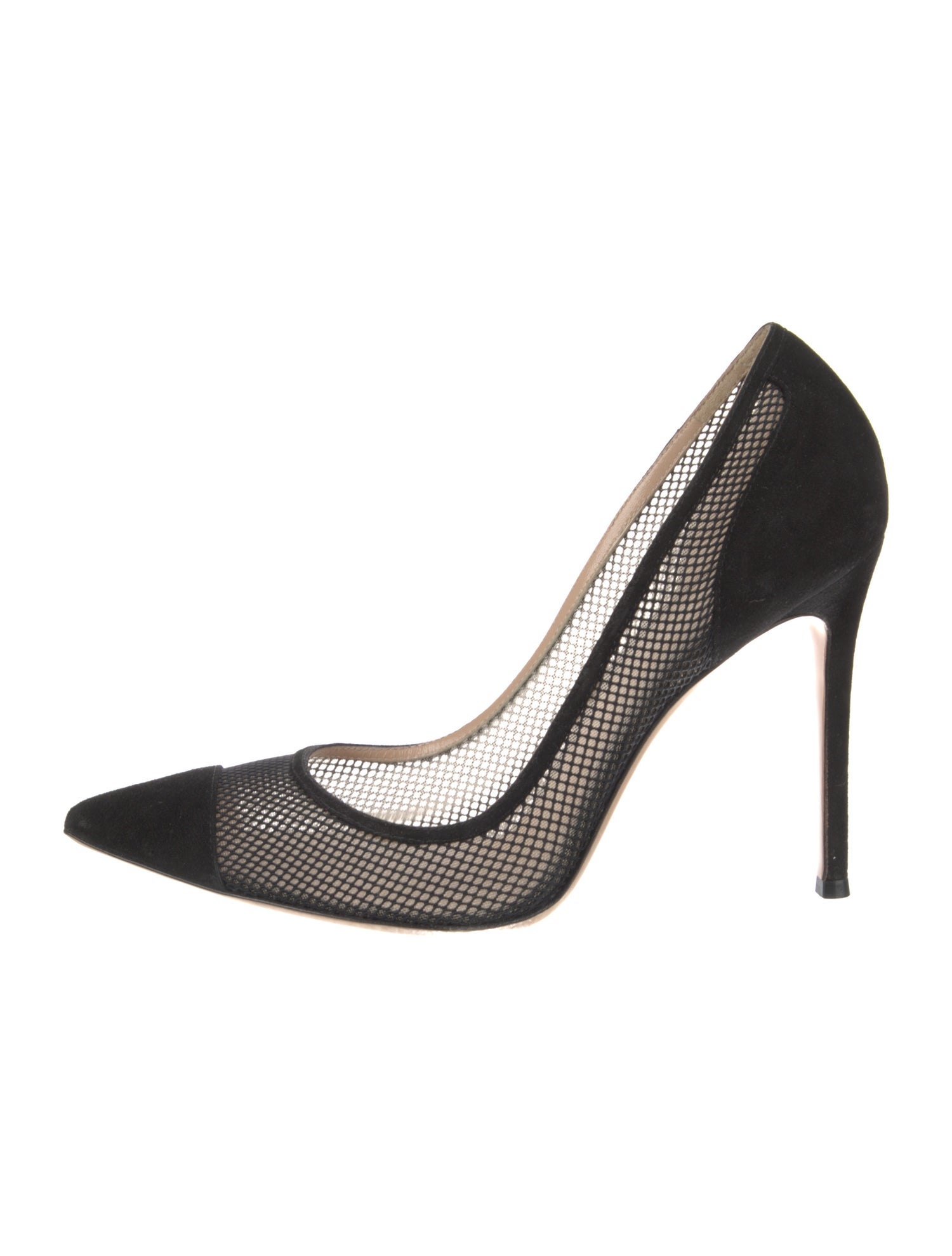 Gianvito Rossi Suede Mesh Accents Pumps
