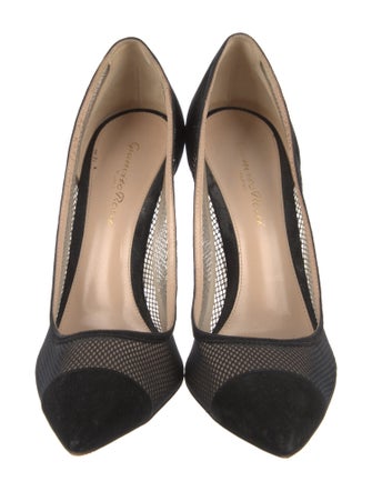 Gianvito Rossi Suede Mesh Accents Pumps