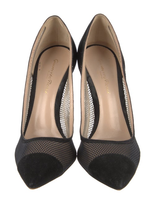 Gianvito Rossi Suede Mesh Accents Pumps