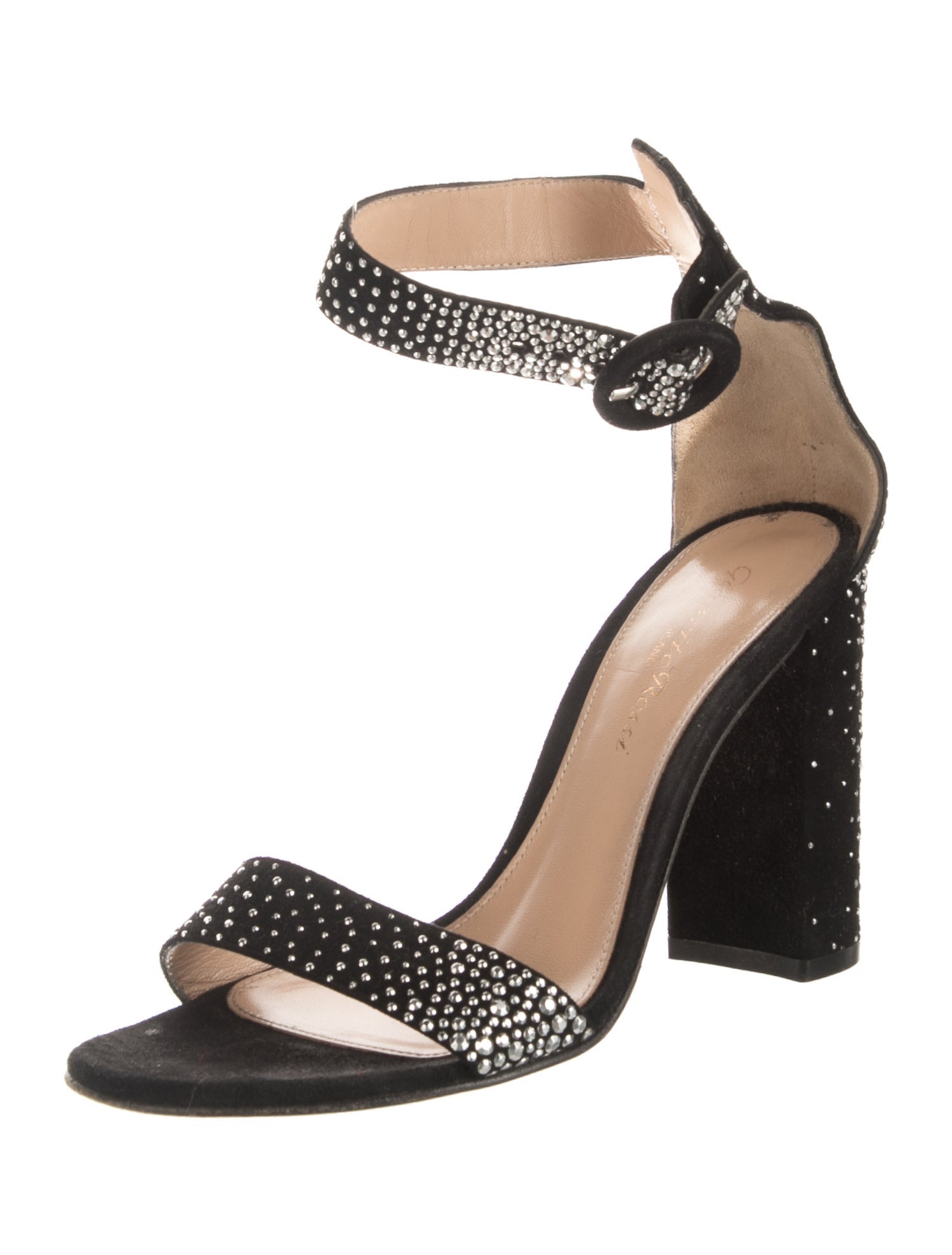 Gianvito Rossi Suede Crystal Embellishments Sandals