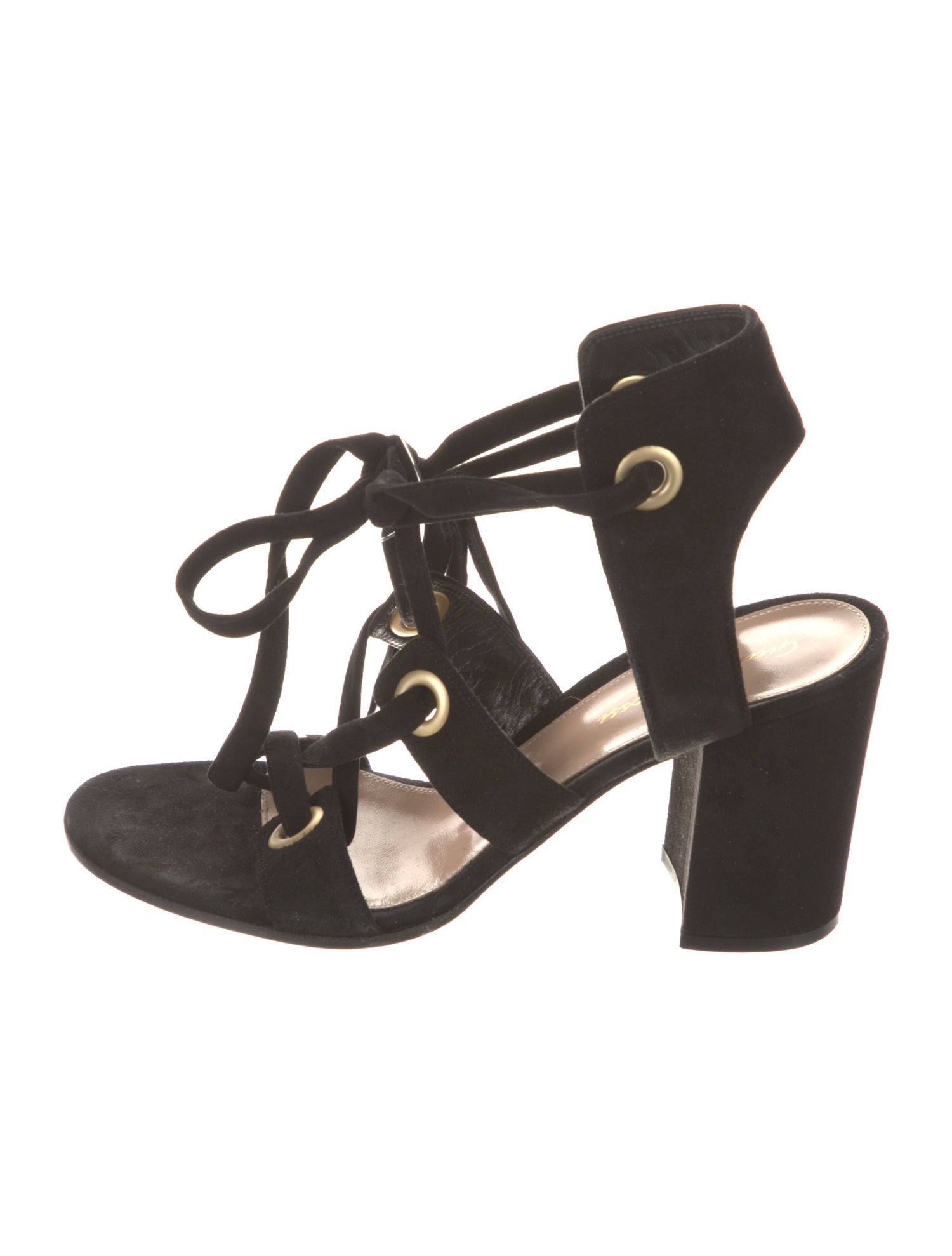 Gianvito Rossi Suede Leather Trim Embellishment Slingback Sandals