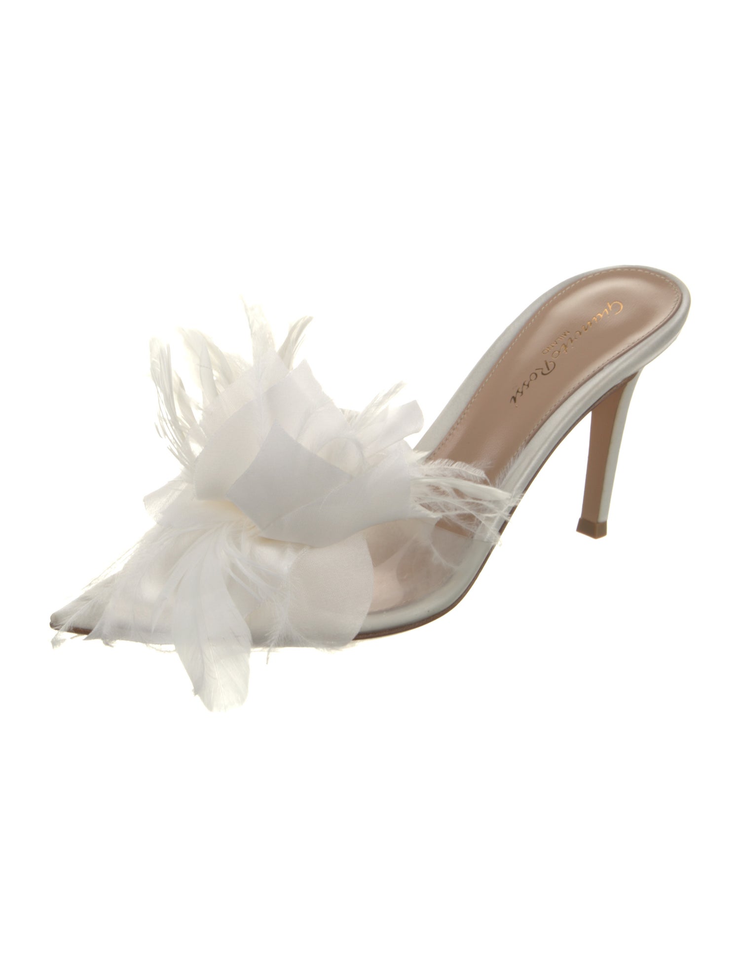 Gianvito Rossi PVC Feather Trim Slides