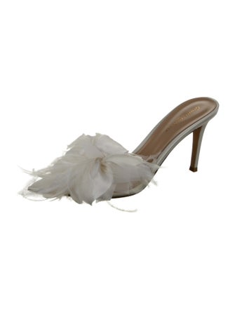 Gianvito Rossi PVC Feather Trim Slides