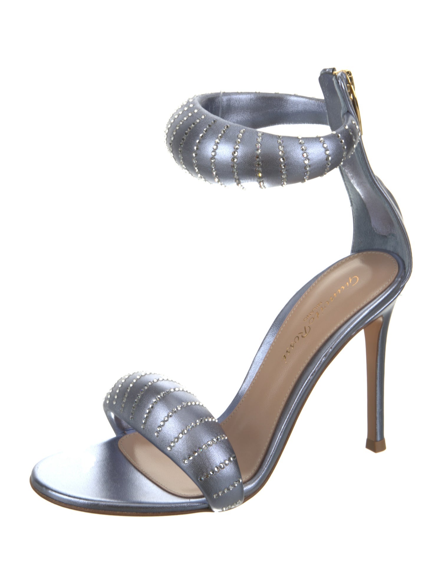 Gianvito Rossi Leather Crystal Embellishments Sandals