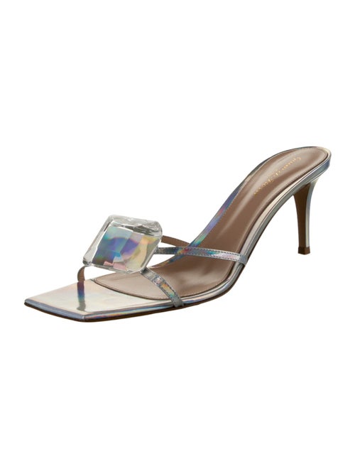 Gianvito Rossi Patent Leather Crystal Embellishments Slides