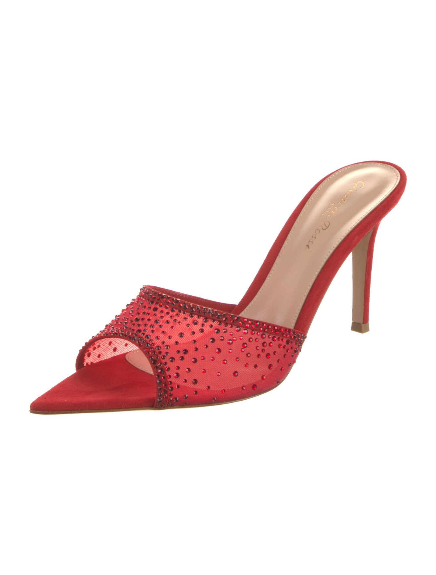 Gianvito Rossi Mesh Crystal Embellishments Slides