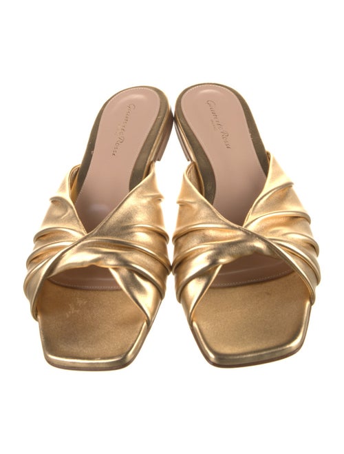 Gianvito Rossi Leather Pleated Accents Slides