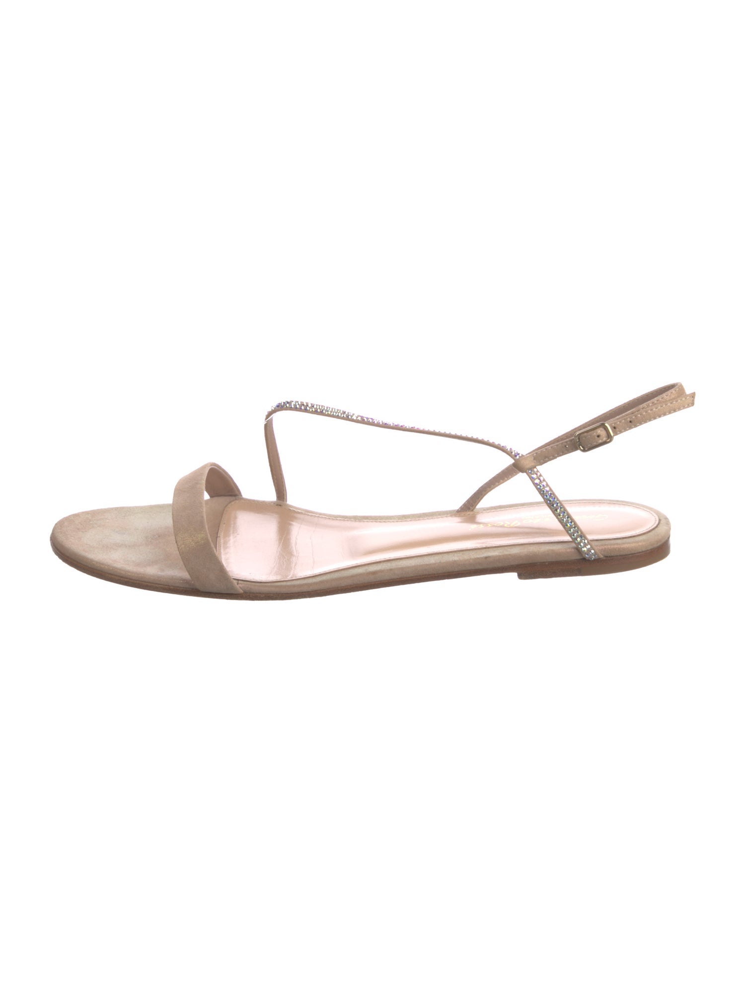 Gianvito Rossi Suede Crystal Embellishments Slingback Sandals