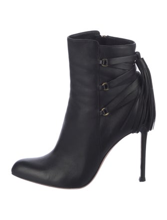 Gianvito Rossi Leather Fringe Trim Accent Lace-Up Boots