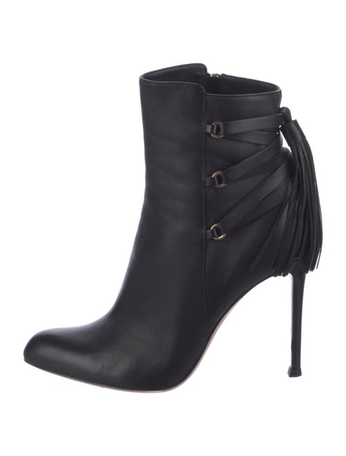 Gianvito Rossi Leather Fringe Trim Accent Lace-Up Boots