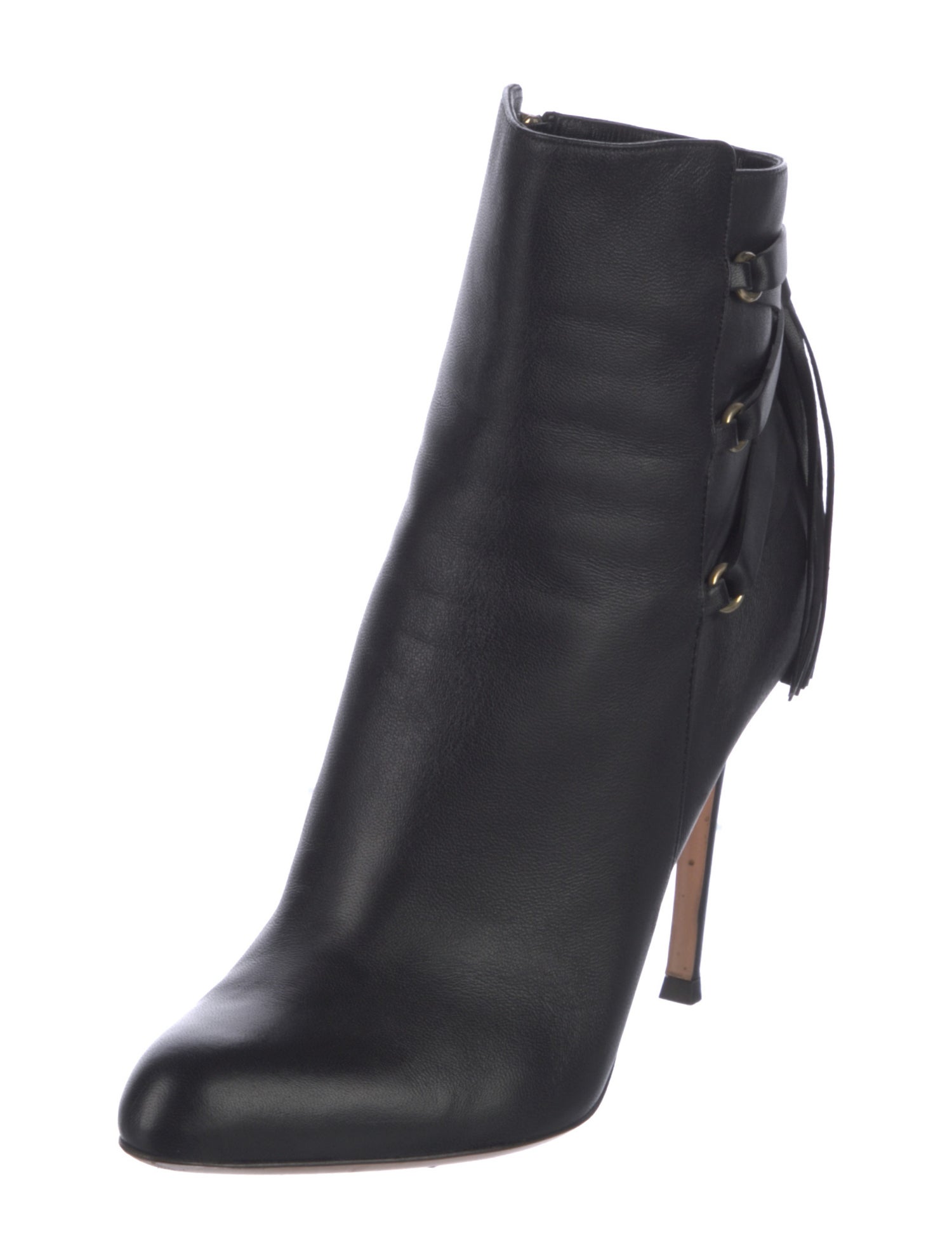 Gianvito Rossi Leather Fringe Trim Accent Lace-Up Boots