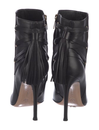 Gianvito Rossi Leather Fringe Trim Accent Lace-Up Boots