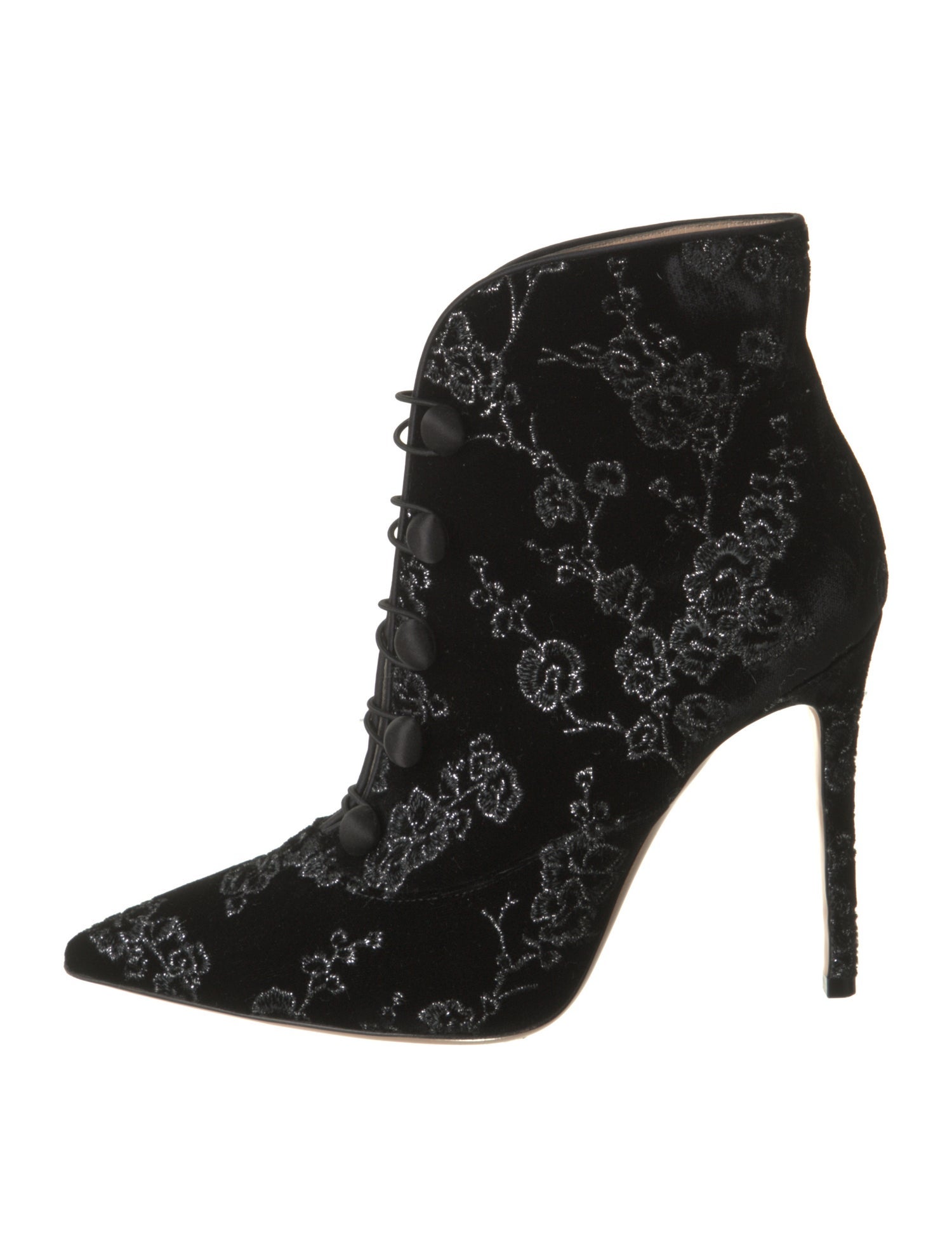 Gianvito Rossi Velvet Floral Print Lace-Up Boots