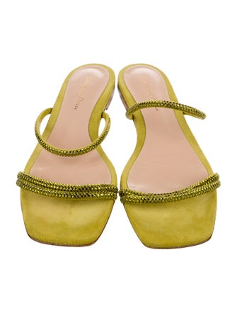 Gianvito Rossi Suede Crystal Embellishments Slides