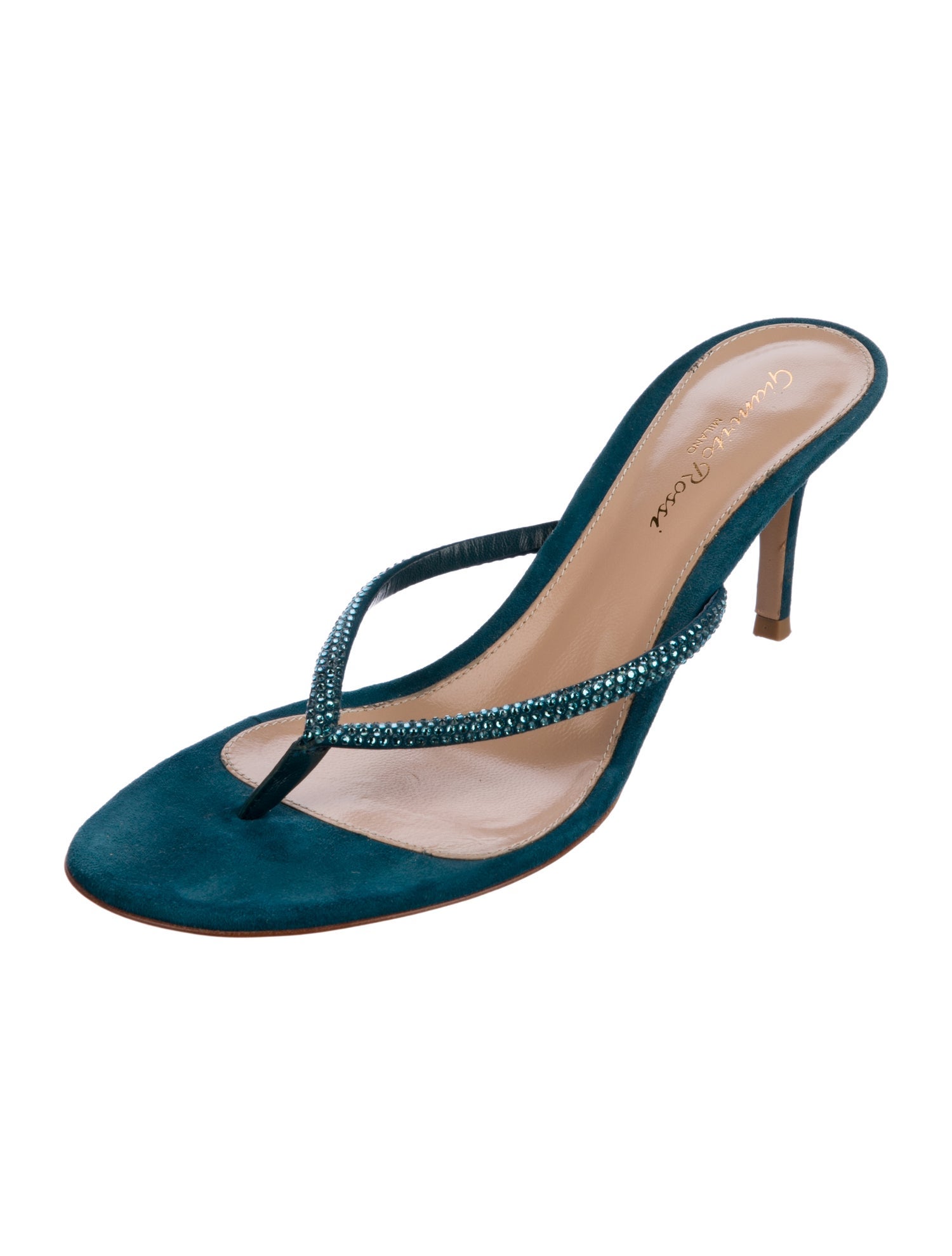 Gianvito Rossi Suede Crystal Embellishments Slides