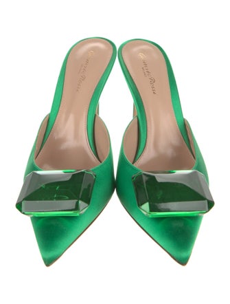 Gianvito Rossi Patent Leather Crystal Embellishments Mules