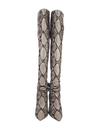 Gianvito Rossi Embossed Leather Animal Print Boots