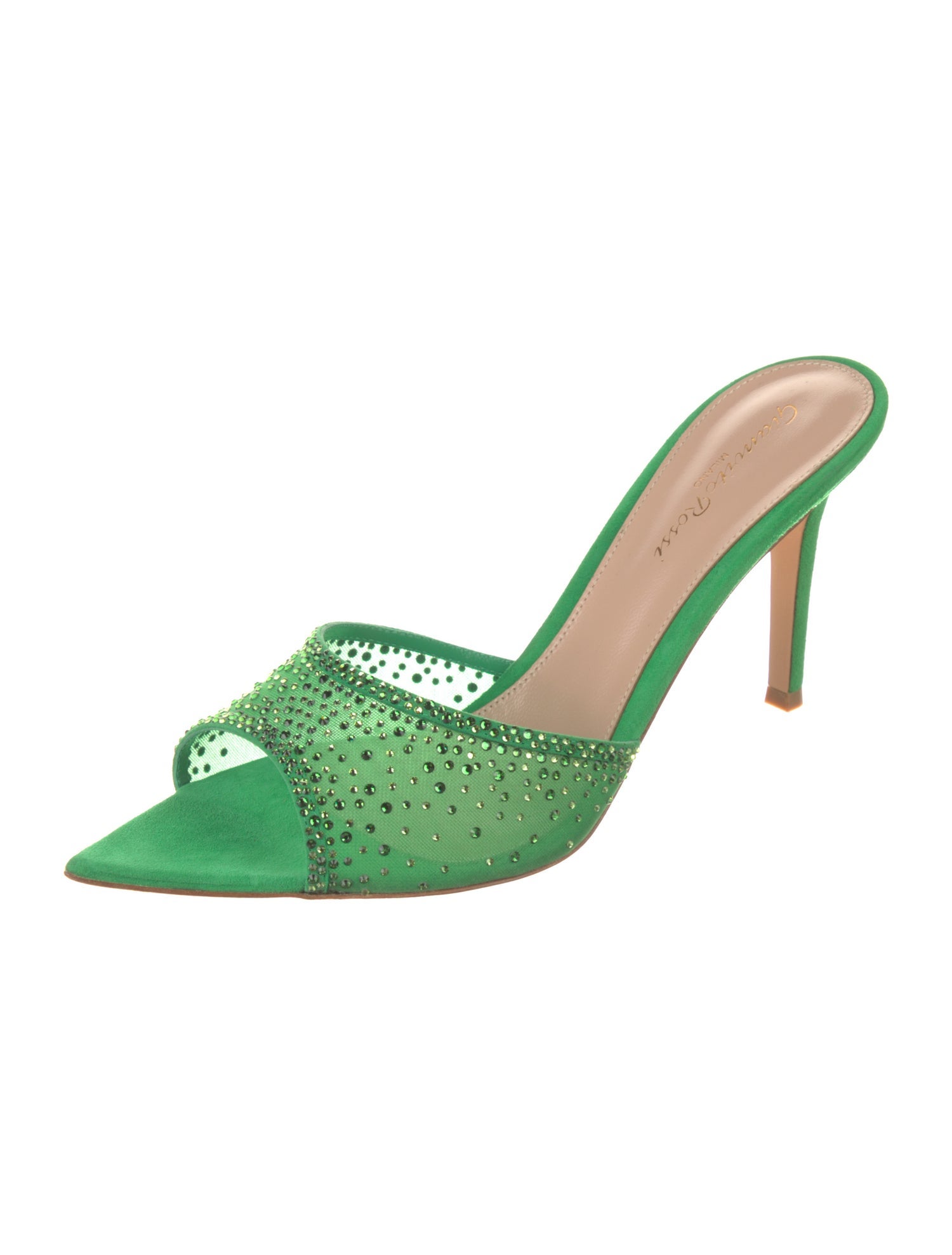 Gianvito Rossi Mesh Crystal Embellishments Slides