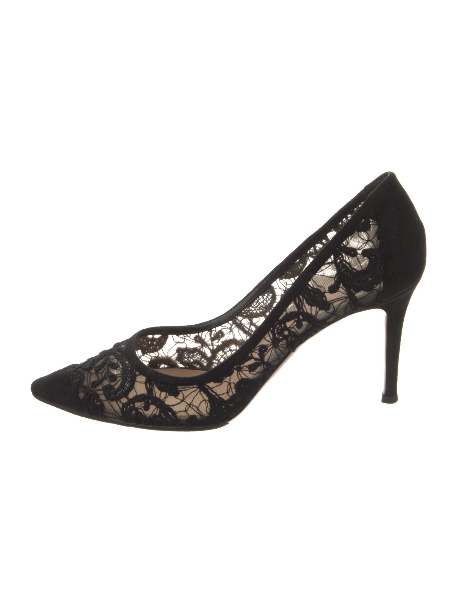 Gianvito Rossi Suede Lace Pattern Pumps