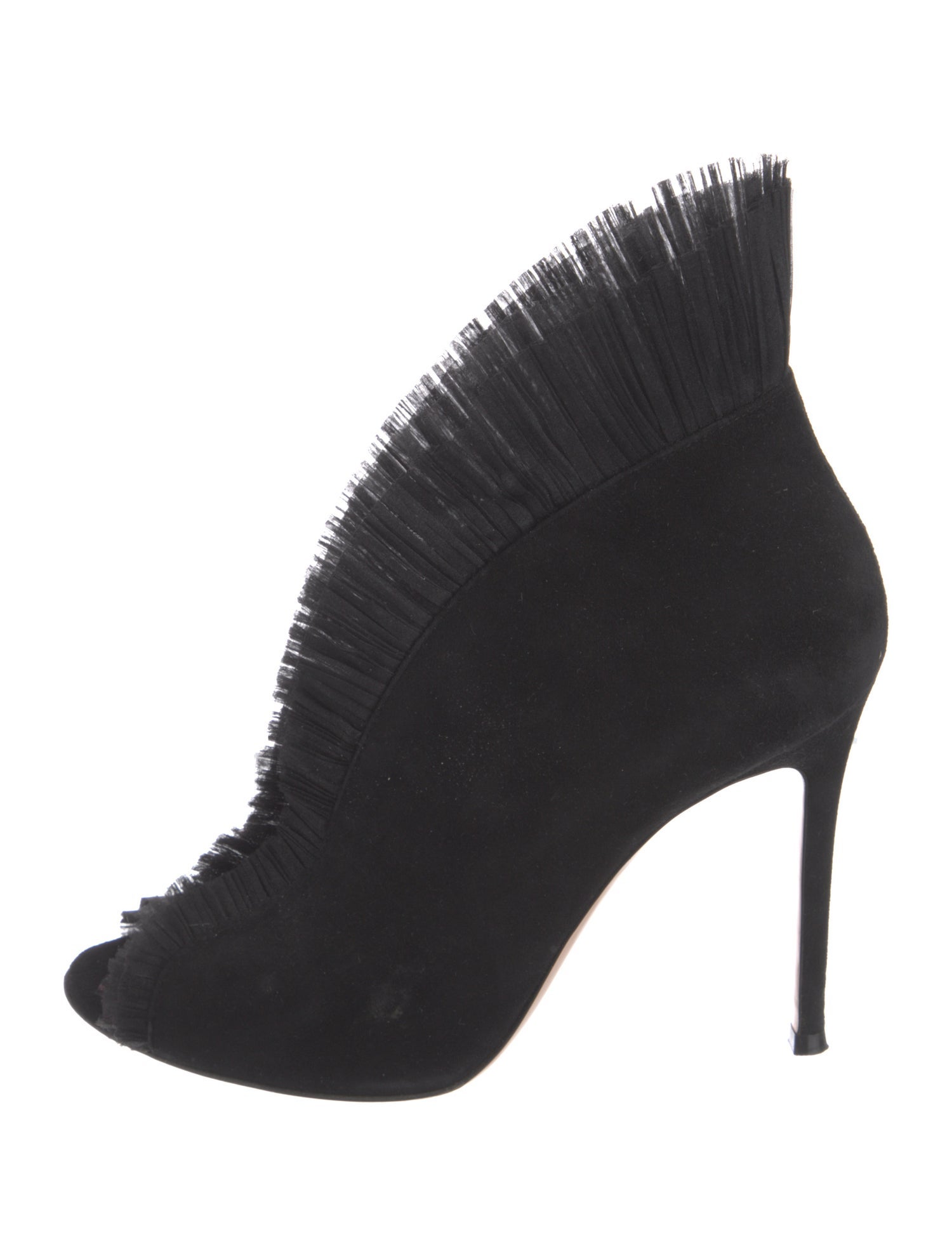 Gianvito Rossi Suede Ruffle Embellishment Lace-Up Boots