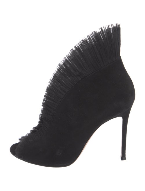 Gianvito Rossi Suede Ruffle Embellishment Lace-Up Boots