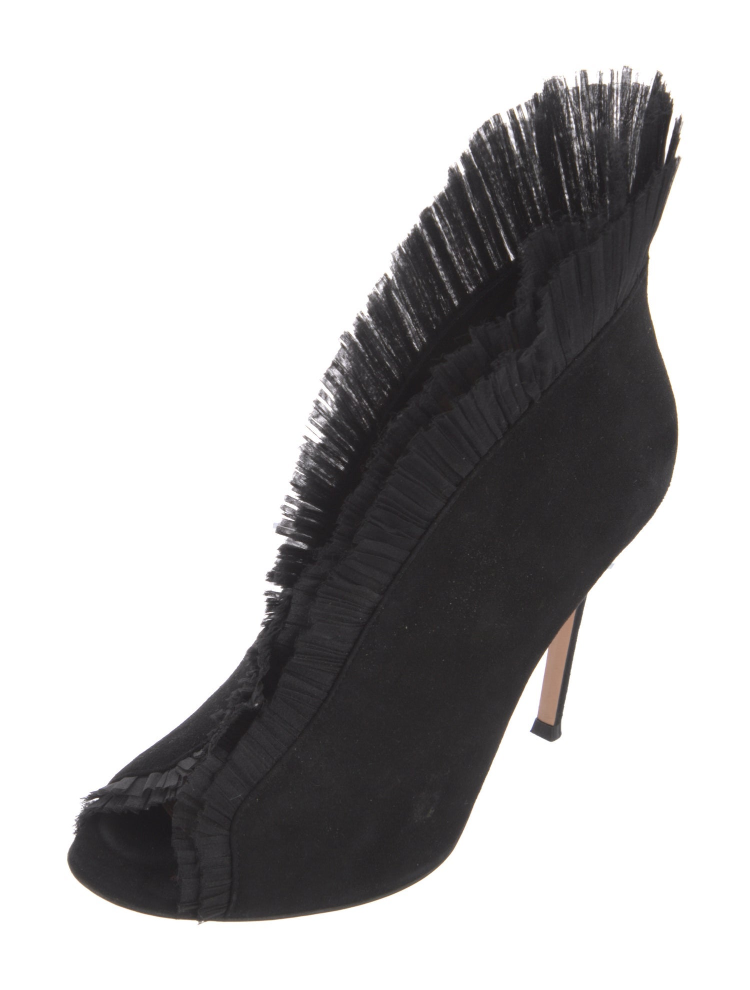 Gianvito Rossi Suede Ruffle Embellishment Lace-Up Boots