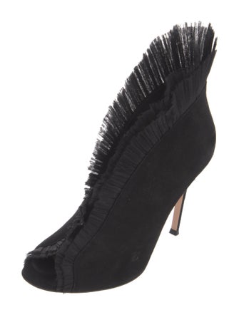 Gianvito Rossi Suede Ruffle Embellishment Lace-Up Boots