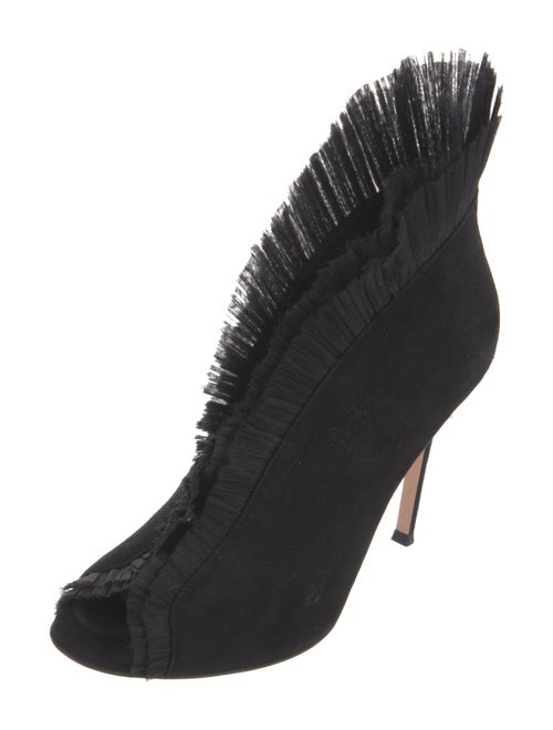 Gianvito Rossi Suede Ruffle Embellishment Lace-Up Boots