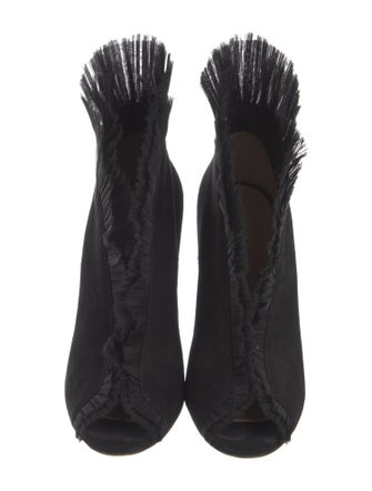 Gianvito Rossi Suede Ruffle Embellishment Lace-Up Boots