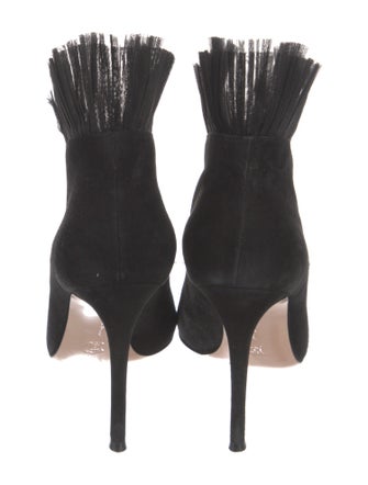 Gianvito Rossi Suede Ruffle Embellishment Lace-Up Boots
