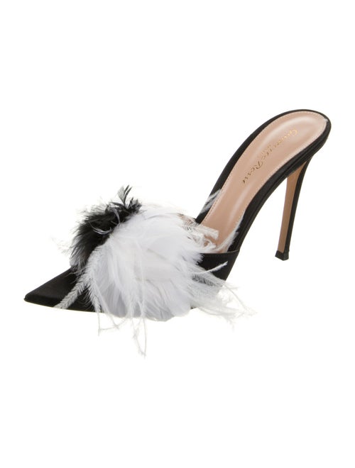 Gianvito Rossi Feather Trim Slides