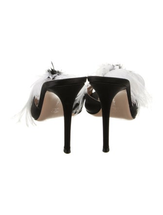 Gianvito Rossi Feather Trim Slides